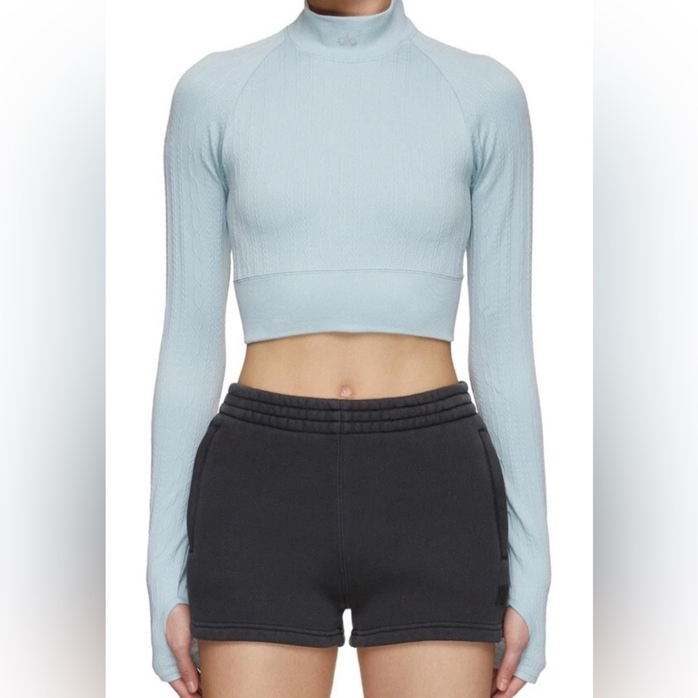 ALO Yoga Sky Blue Long Sleeve Crop Top